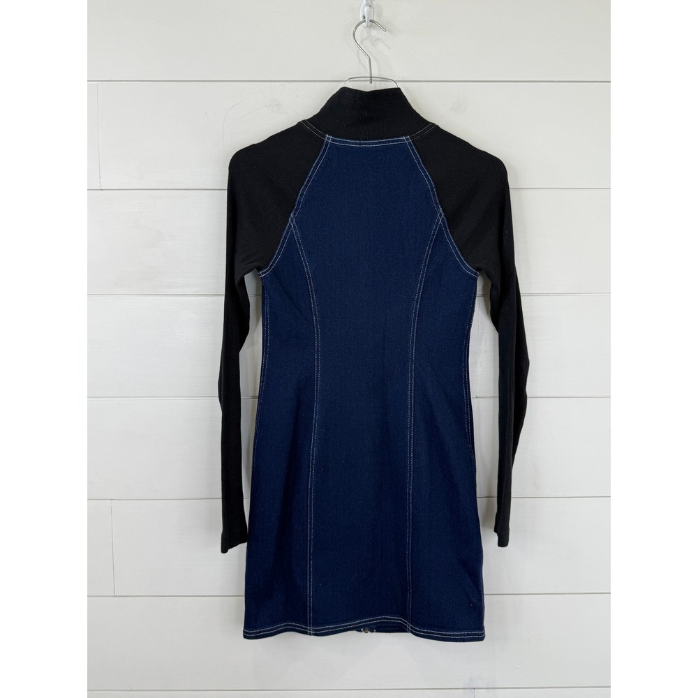 NWT Pilcro Denim KNIT ZIP-UP Mini Dress Women XS ANTHROPOLOGIE DARK WASH - Picture 7 of 9